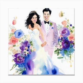 Watercolor Wedding Illustration Canvas Print