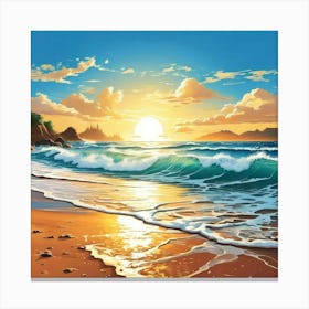 Sunset On The Beach Canvas Print