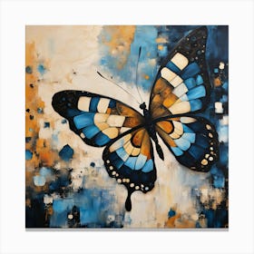 Decorative Butterfly in Blue and Cream IV Canvas Print
