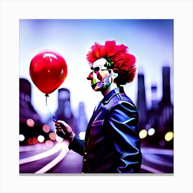 Clown With Red Balloon Canvas Print