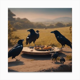 Crow lunch Canvas Print