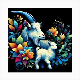 Goat And Flower Canvas Print