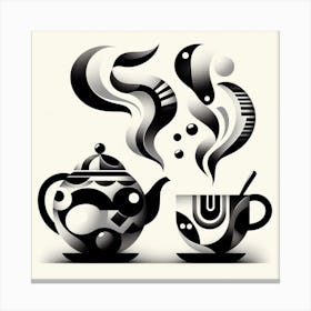Black And White Teapot 2 Canvas Print