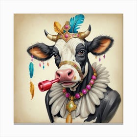 Cow With Feathers 3 Canvas Print