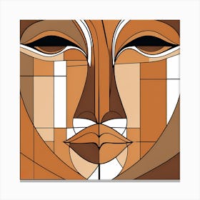 Patchwork Quilting Abstract Face Art with Earthly Tones, American folk quilting art, 1399 Canvas Print