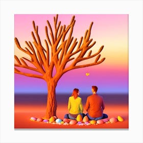 Couple Sitting Under A Tree Canvas Print