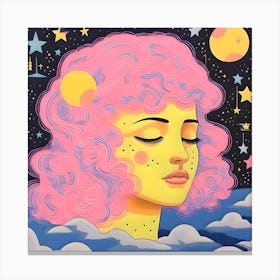 Surreal Risograph Girl, Quirky Modern & Vibrant 2 Canvas Print