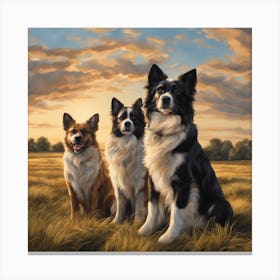 Border Collie Trio Canvas Print