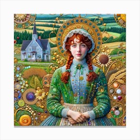 Village Girl In The Style of Collage Canvas Print