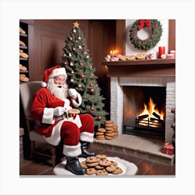 Santa Claus And Cookies Canvas Print