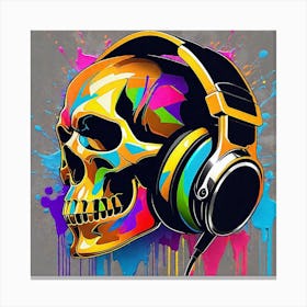 Skull With Headphones 33 Canvas Print