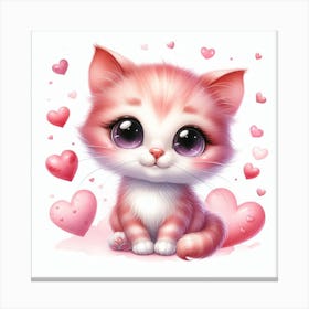 Valentine's day, Kitten 2 Canvas Print