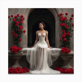 Bride In A Wedding Dress Canvas Print