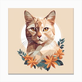 Cute Low Poly Floral Cat (10) Canvas Print