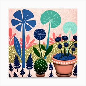 Blue Potted Plants Canvas Print