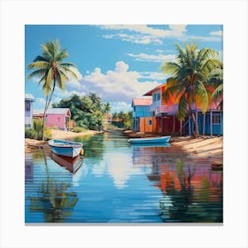 Caribbean Mirage: Oils & Watercolors Fusion Canvas Print