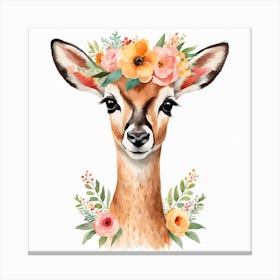 Floral Baby Antelope Nursery Illustration (13) Canvas Print