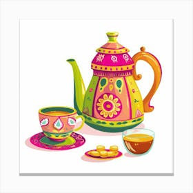 Teapot And Cups Canvas Print