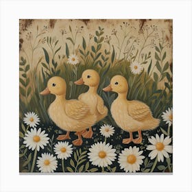 Ducklings Fairycore Painting 6 Canvas Print