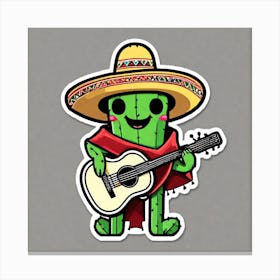 Cactus With Guitar 17 Canvas Print