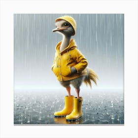 Ostrich In Raincoat 1 Canvas Print