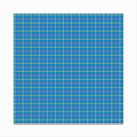 Blue And Green Checkered Fabric Canvas Print