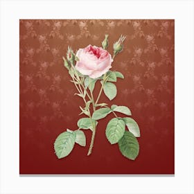 Vintage Double Moss Rose Botanical on Falu Red Pattern n.0635 Canvas Print