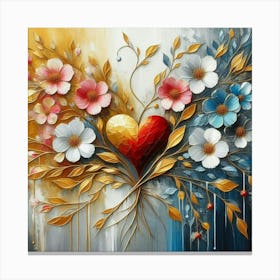 Heart and flowers spring Canvas Print