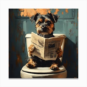 Yorkshire Terrier Reading A Newspaper Canvas Print