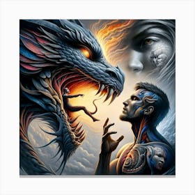 Dragon And Man 1 Canvas Print