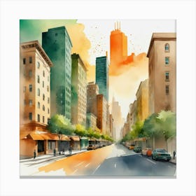 Watercolor Cityscape Canvas Print