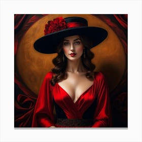 Beautiful Woman In Red Dress 17 Canvas Print