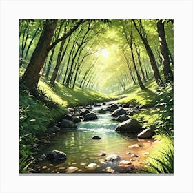 Stream In The Forest 3 Canvas Print