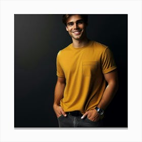 Smiling Young Man In Yellow T-Shirt Canvas Print