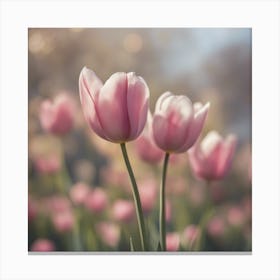A Blooming Tulip Blossom Tree With Petals Gently Falling In The Breeze Canvas Print