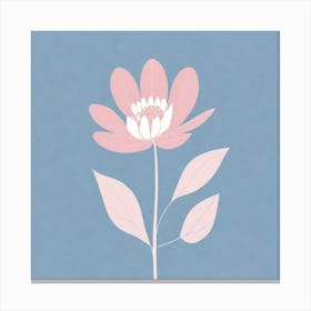 A White And Pink Flower In Minimalist Style Square Composition 452 Canvas Print