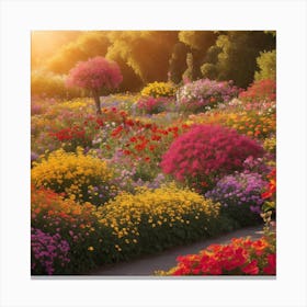 Vibrant Flower Garden Captured In Photo Canvas Print