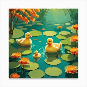 Ducks In The Pond 16 Canvas Print