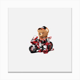Teddy Bear On A Motorcycle Canvas Print