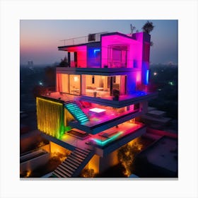 Colorful House At Dusk Canvas Print