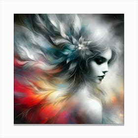 Girl With Feathers 1 Canvas Print