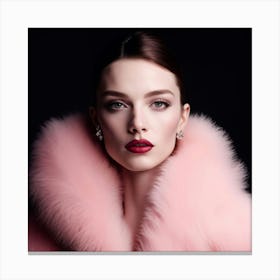 Portrait Of A Woman In Pink Fur Canvas Print