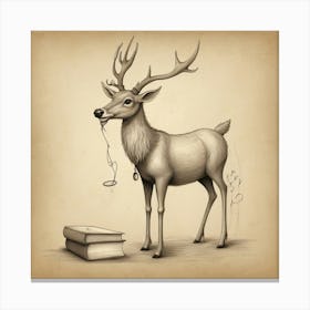 Deer With Book Canvas Print