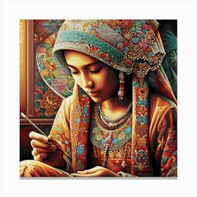 Javanese Lady Holding Pencil Canvas Print