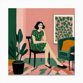 Woman Sitting In A Chair 1 Canvas Print