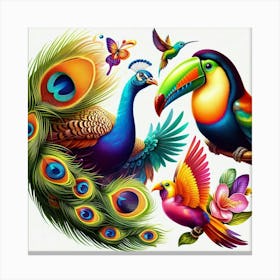 Colorful Peacocks Canvas Print