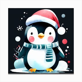 Santa Penguin Canvas Print