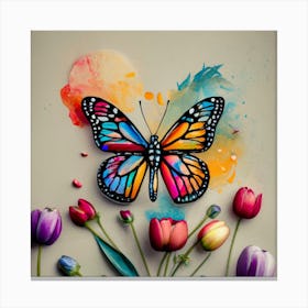  Butterfly painting with flower  Canvas Print