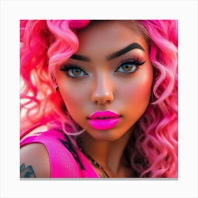 Pink Haired Girl kl Canvas Print