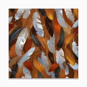 Feathers Brown and White Canvas Print